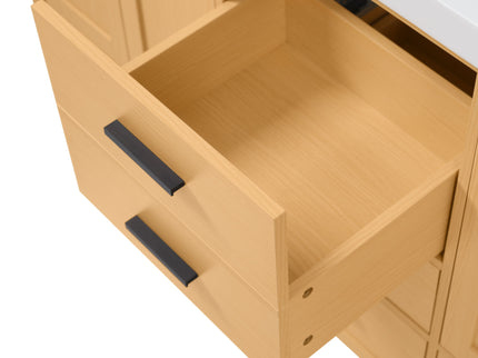 Bathroom Vanity With Double Sink, Soft Close Doors & Drawers Handles - Wood