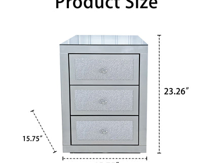 3 Drawer Nightstand - Silver