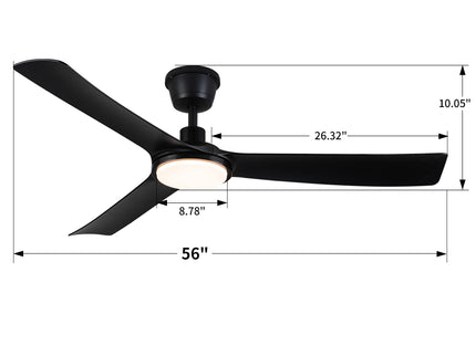 All Weather Outdoor Waterproof Ceiling Fan With Light And Quiet Motor For Patio Porch - Black