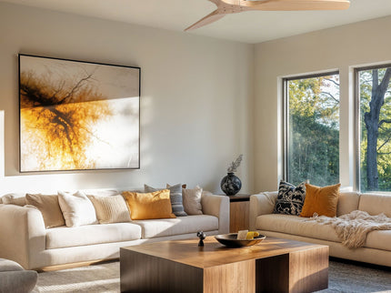 Low Profile Flush Ceiling Fan Without Light - Matte White / White