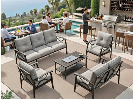 Patio Furniture Set With Coffee Table And Cushions For Backyard
