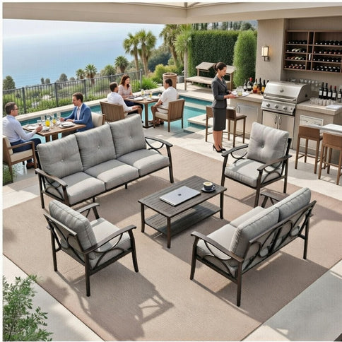 Patio Furniture Set With Coffee Table And Cushions For Backyard