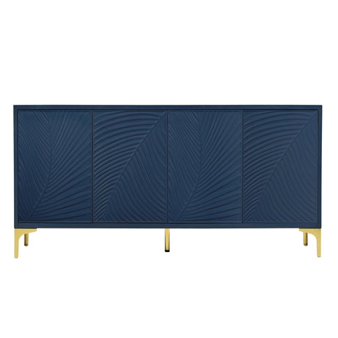 Modern 4 Door Sideboard With Creative Carved Surface And Adjustable Shelves