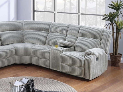 Sectional Sofa Set With Console Cup Holders, 3 Piece Reclining Living Room Couch - Gray Ash