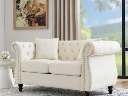 Chesterfield Sofa With Rolled Arms And Nailhead Trim