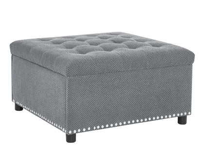 Square Tufted Storage Ottoman With Nailhead Trim