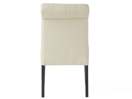 Dining Rolltop Chairs (Set of 2), Upholstered Armless Chair With Wood Leg - Ivory