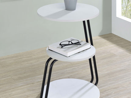 Dixon - 3 Tier Round Accent Side Table With Slim Legs - White / Black