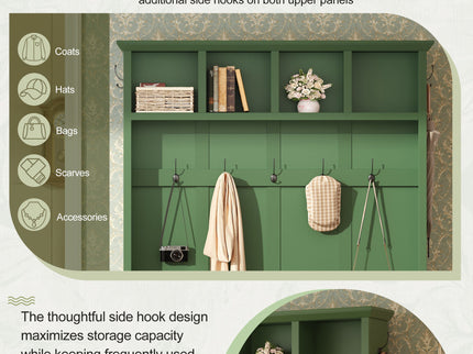 Hall Tree With Storage Bench Mudroom Coat Rack With 6 Hooks