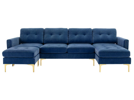 Modern L - Shape Convertible Sectional Sofa With Movable Ottoman