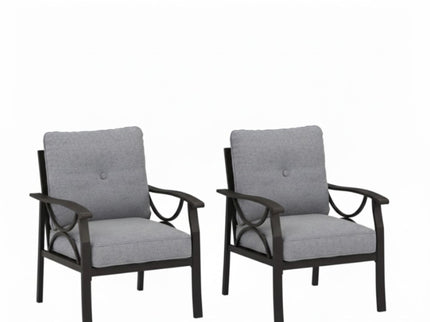 All-Weather Armchairs With Cushions, Modern Sculptural Design (Set of 2)