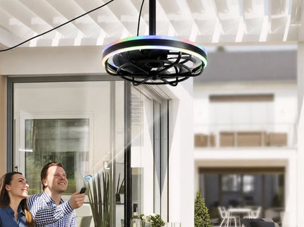 Ceiling Fan Light LED Light Source And Remote Control, 3000 - 6500K Dimmable LED Fan Light, 6 Speeds, For Living Room - Matte Black