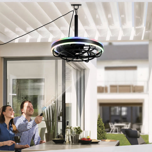 Ceiling Fan Light LED Light Source And Remote Control, 3000 - 6500K Dimmable LED Fan Light, 6 Speeds, For Living Room - Matte Black