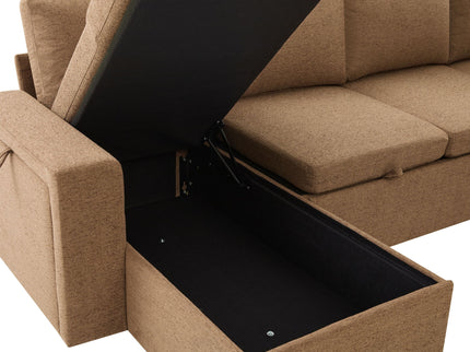 U - Shaped Convertible Sectional Sofa Bed With Storage, USB Charger & Cup Holders