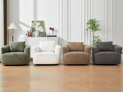 360° Swivel Barrel Sofa Chair With Throw Pillow, Upholstered Accent Chair