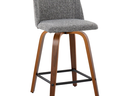 Toriano - Mid Century Modern Fixed Height Counter Stool With Swivel With Square Footrest (Set of 2)