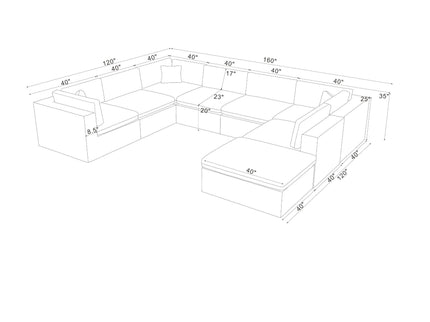 Custom Configuration Modular Sectional & Toss Pillows