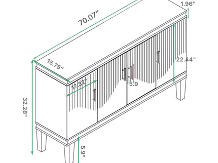 4 Door Cabinet, Large Storage For Living Room - Blue