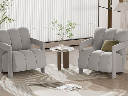 Modern Minimalist Leisure Armchair With L Shaped Armrests