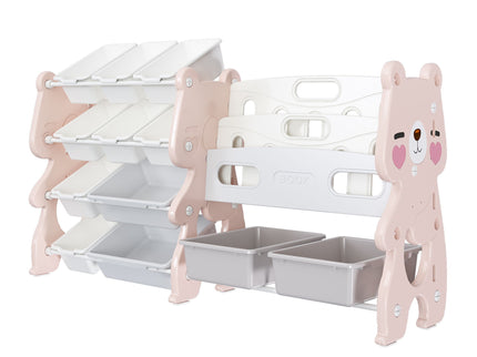 Kids Toy Storage Organizer With 2 Tier Bookshelf, Toy Storage With 12 Bins