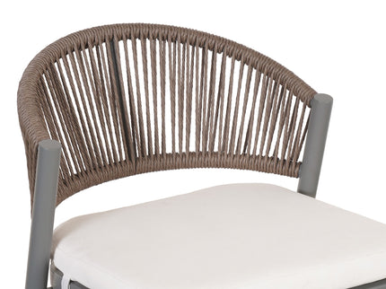 Outdoor Bar Height Metal Frame Counter Stools With Scallop Shaped Backrest & Water Resistant Cushions