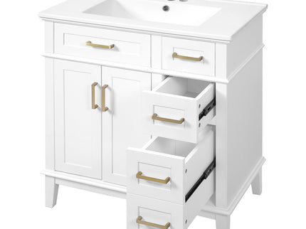 Modern Bathroom Vanity With Ceramic Sink, Soft Close Storage Cabinet