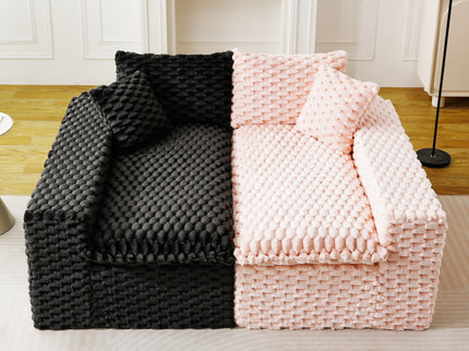 Multifunctional Sofa Pink Black, Fits 4 People