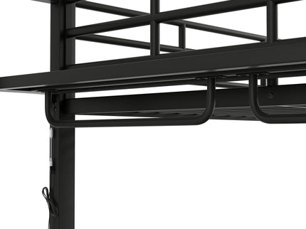 Bunk Bed With Storage Shelves, Clothes Hooks, LED Light