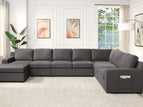 Dark Gray / 7 Seater U-Shape Sectional Sofa With LAF Chaise