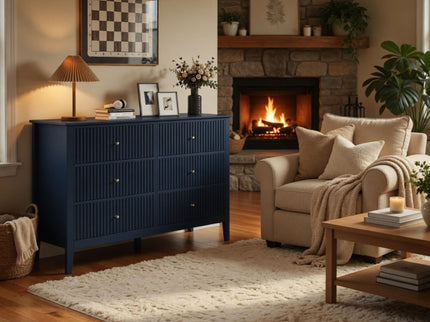 Modern 6 Drawer Fluted Dresser