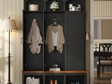Classic Arched Design Hall Tree With 3 Hidden Storage