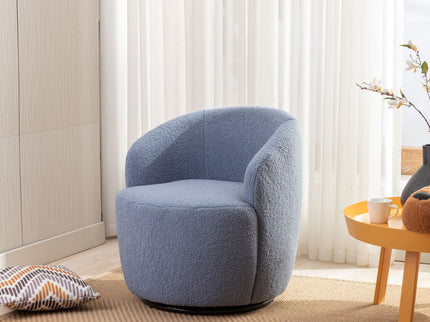 Teddy Fabric Swivel Accent Armchair Barrel Chair With Powder Coating Metal Ring