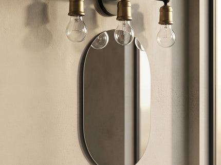 3 Light Wall Sconce, Vanity Light, No Bulbs Included - Black / Gold