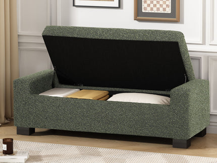 Textured Fabric Ottoman Bench With Hinged Lid