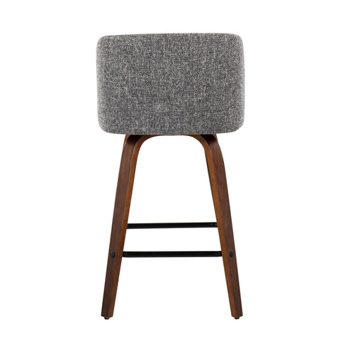 Toriano - Mid Century Modern Fixed Height Counter Stool & Square Footrest (Set of 2)