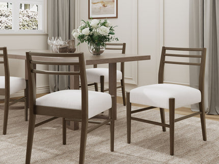 Farmhouse Style Dining Chair Set With Ladder Back Design