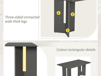 Dining Table Set With 6 Upholstered Chairs, Rectangular Table With Cutout Legs