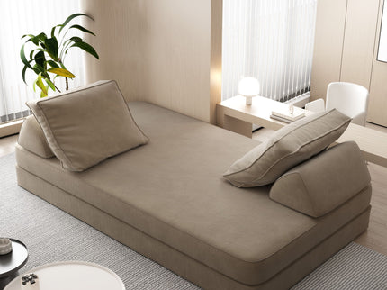 Multifunctional Convertible Sofa Bed With 2 Tumbler Backrests And 2 Pillows, Deep Seat Couch