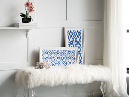 Hanging Sculptures, Modern Wall Art Decor (Set of 2) - White / Blue