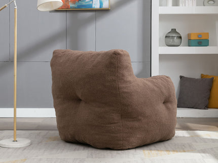 Soft Teddy Fabric Tufted Foam Bean Bag Chair With Teddy Fabric