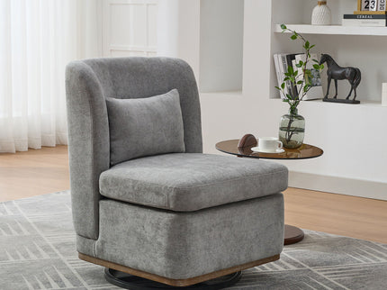 Wide Modern Cushioned Armless Metal Base 360° Swivel Chair With Pillow