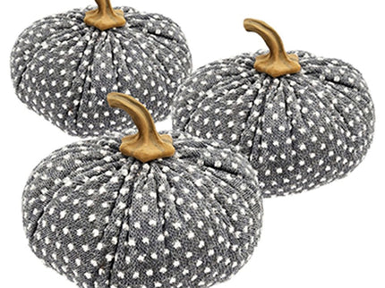 Pumpkin Ornament Decor For Holiday Harvest Festival Fall Festival & Thanksgiving (Set of 3) - White / Gray
