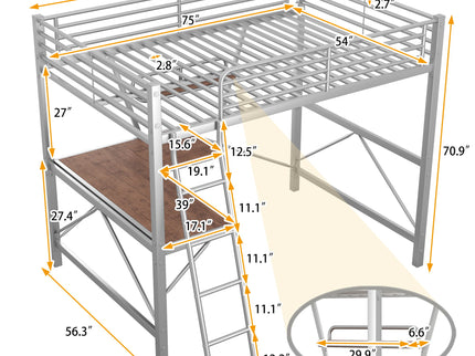 Loft Bed With Desk And Shelf, Modern Design