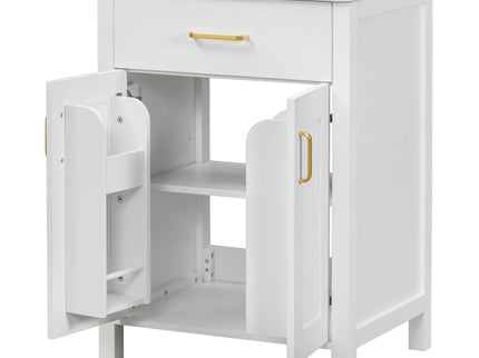 Modern Bathroom Vanity With Ceramic Sink, Soft-Close Doors, Flip Drawer, U-Shaped Shelves, Elegant Storage Solution