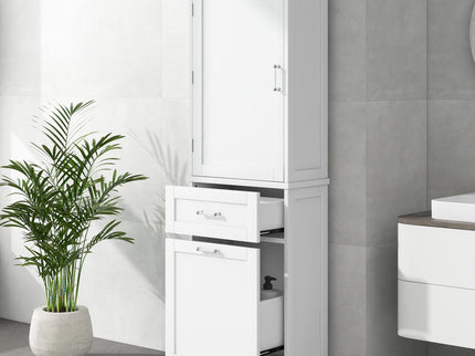 Tall Freestanding Bathroom Storage Cabinet With Adjustable Shelf And 2 Drawers