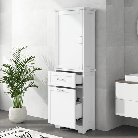 Tall Freestanding Bathroom Storage Cabinet With Adjustable Shelf And 2 Drawers