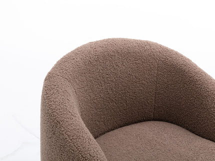 Teddy Fabric Swivel Accent Armchair Barrel Chair With Powder Coating Metal Ring