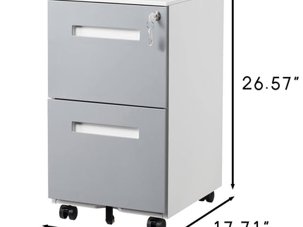 3 Drawer Mobile Locking File Cabinet, Rolling Filing Cabinet For Letter / A4 Size With 5 Wheels - Gray