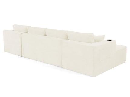 U - Shaped Sectional Sofa, Cup Holders & Side Pockets For Living Room