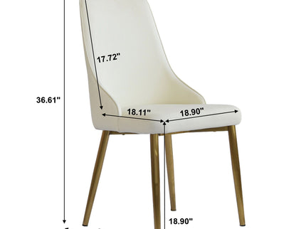 Modern Sponge-Filled Dining Chair, Solid Wood Metal Legs, Suitable For Restaurants, Living Rooms And Rooms (Set of 2) - White